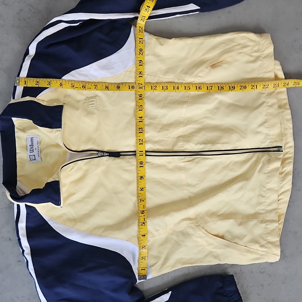 Wilson Yellow and Navy Zip Up Athletic Jacket with White Accents Vintage - Picture 3 of 7